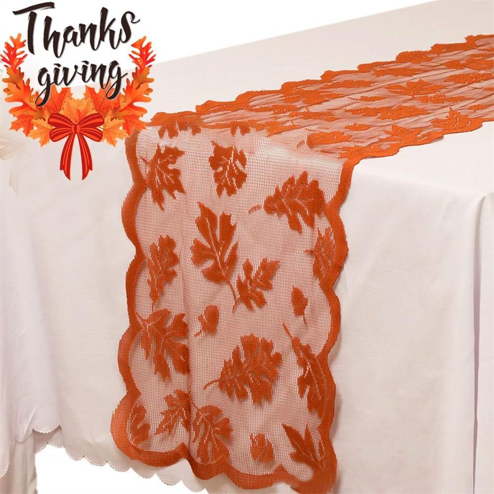 Maple Leaf Lace Table Runner Autumn Tablecloth Table Decoration for Thanksgiving Harvest Season