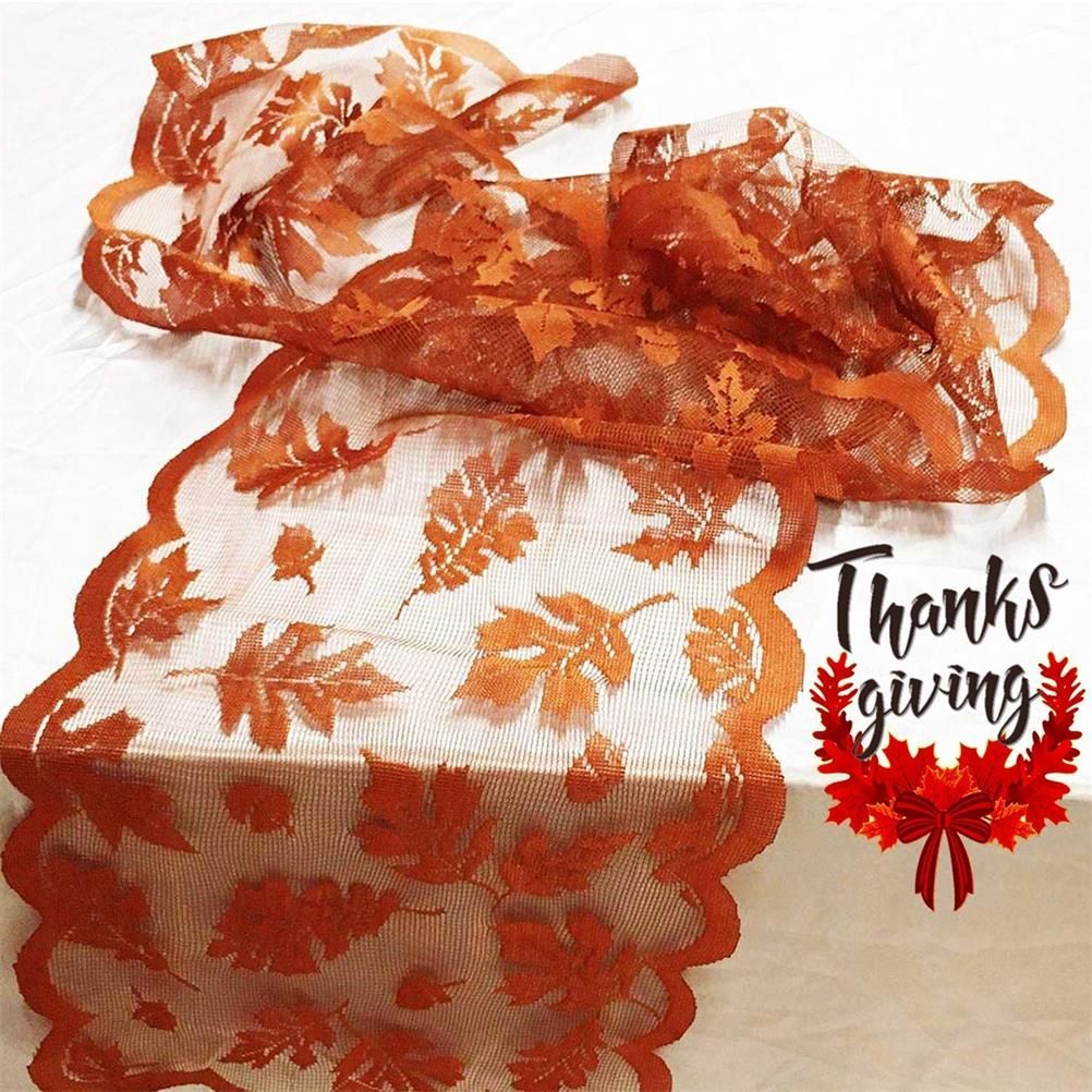 Maple Leaf Lace Table Runner Autumn Tablecloth Table Decoration for Thanksgiving Harvest Season