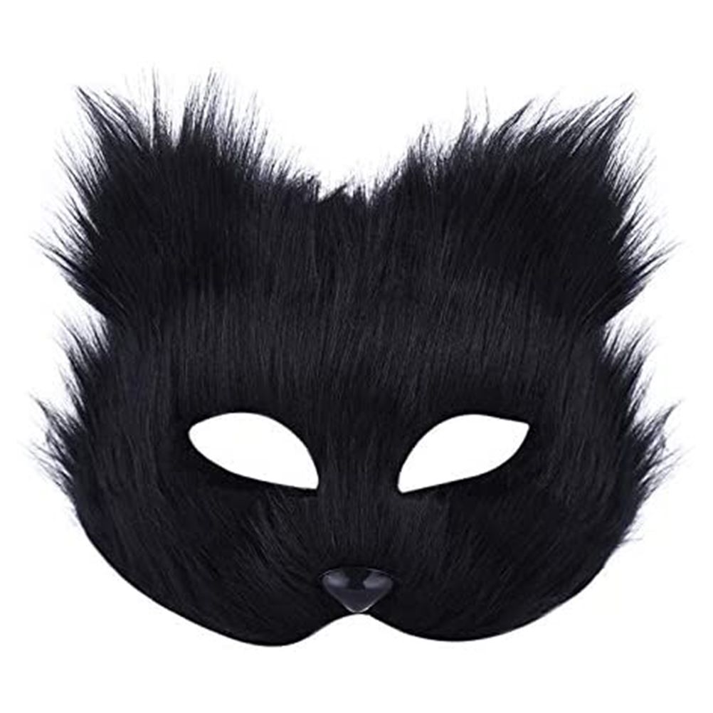 Halloween Fluffy Mask Masquerade Halloween Mask Props Animal Half Face Mask for Men and Women