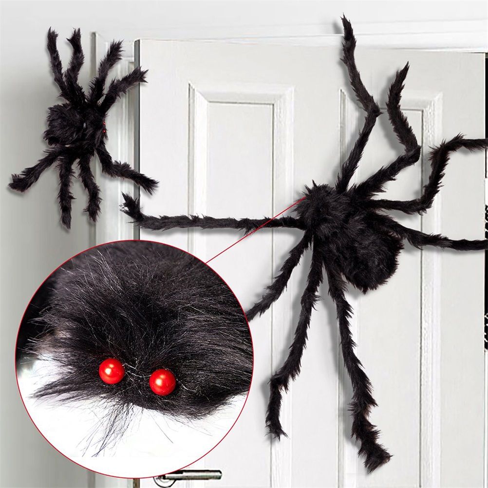 200cm Giant Halloween Spider Decorations Props Adjustable Simulation Hanging Spider for Halloween Indoor Outdoor Decorations