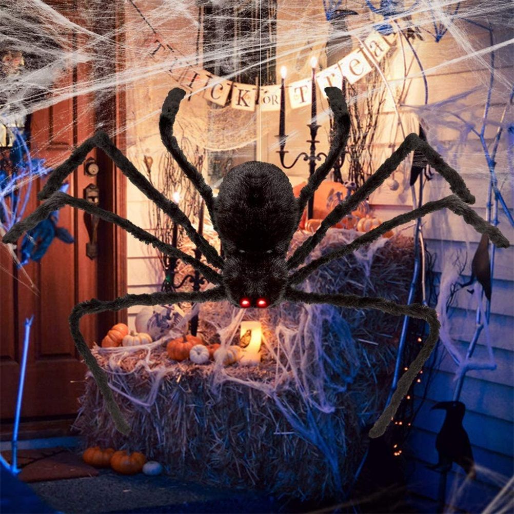200cm Giant Halloween Spider Decorations Props Adjustable Simulation Hanging Spider for Halloween Indoor Outdoor Decorations