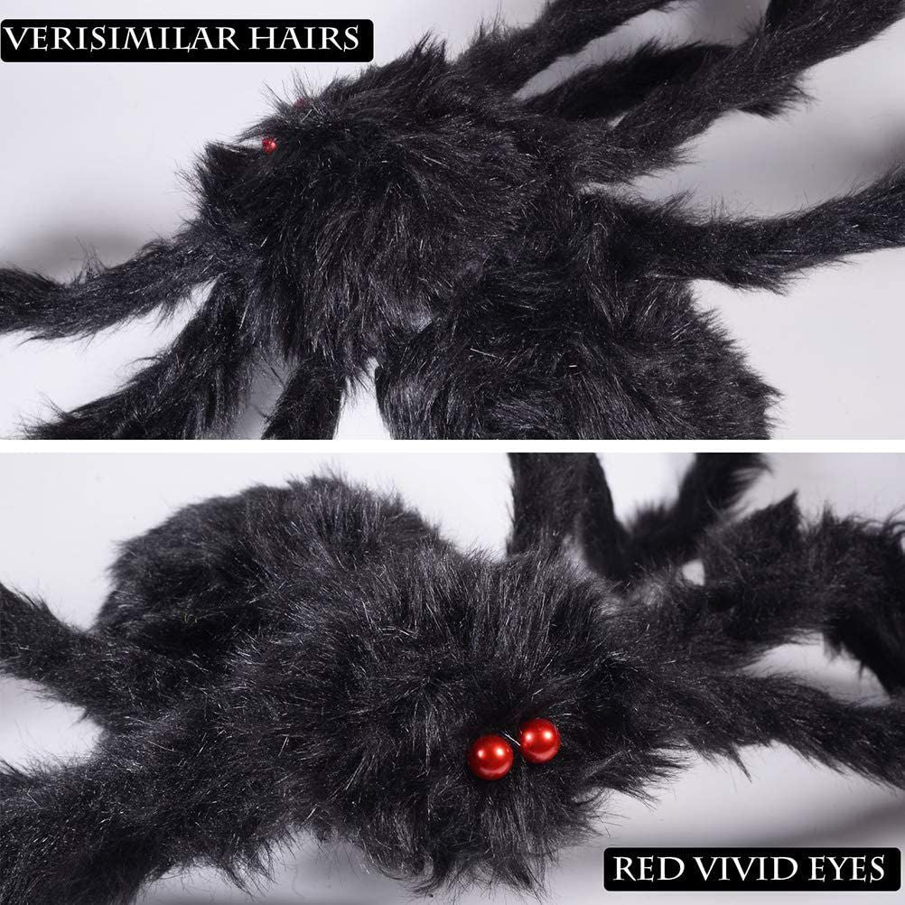 200cm Giant Halloween Spider Decorations Props Adjustable Simulation Hanging Spider for Halloween Indoor Outdoor Decorations