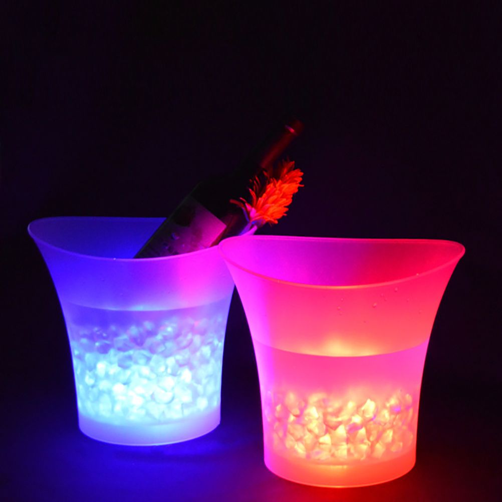 LED Ice Bucket Color Changing Wine Bucket Round Plastic Ice Bucket For KTV Party Bar