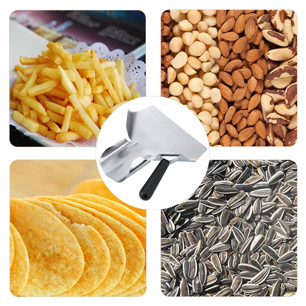 Popcorn Shovel Stainless Steel French Fry Scoop Popcorn Serving Scoop with Right Handle