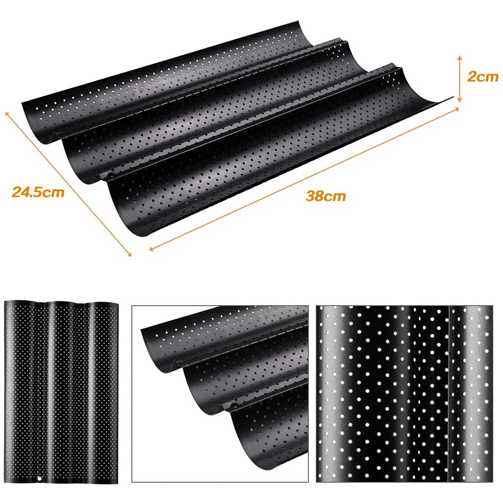 3 Loaf Baguette Pan French Bread Baking Pan Nonstick Bake Mold Toast Cooking Bakers Molding