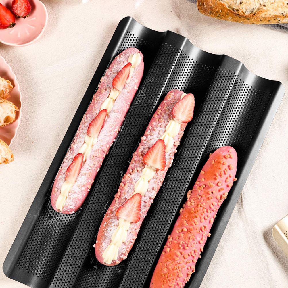 3 Loaf Baguette Pan French Bread Baking Pan Nonstick Bake Mold Toast Cooking Bakers Molding