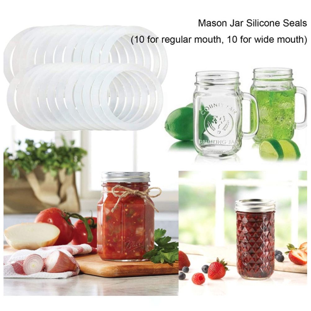 10Pcs Silicone Jar Gaskets Replacement Airtight Silicone Gasket Sealing Rings for Regular Mouth Canning Jar