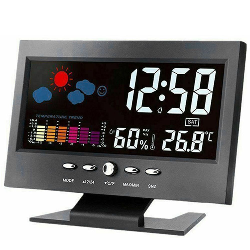 Intelligent Digital Display Weather Clock Wireless Temperature Humidity Meter with Calendar Large Screen Alarm Clock