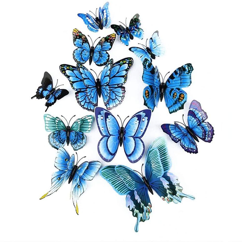 3D Double Winged Butterfly Stickers Butterfly Wall Stickers Realistic Versatile Home Wall Decoration for Home Marble Glass