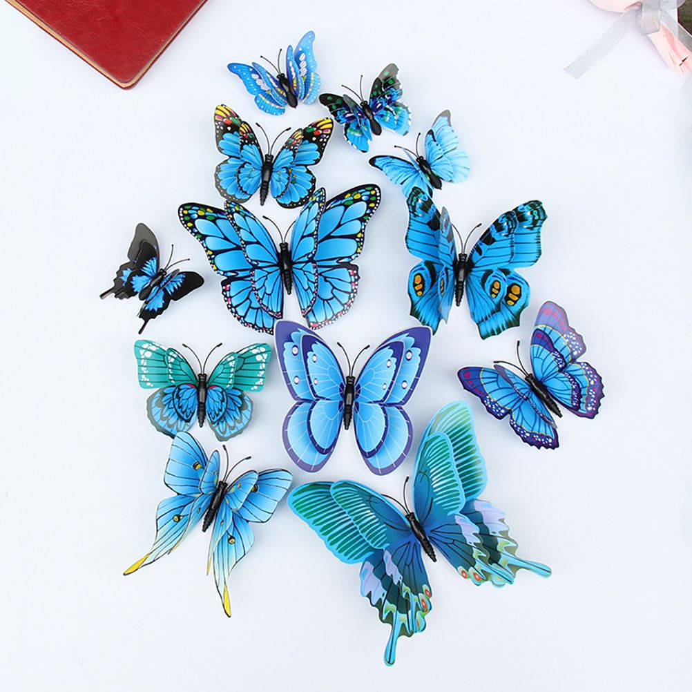 3D Double Winged Butterfly Stickers Butterfly Wall Stickers Realistic Versatile Home Wall Decoration for Home Marble Glass