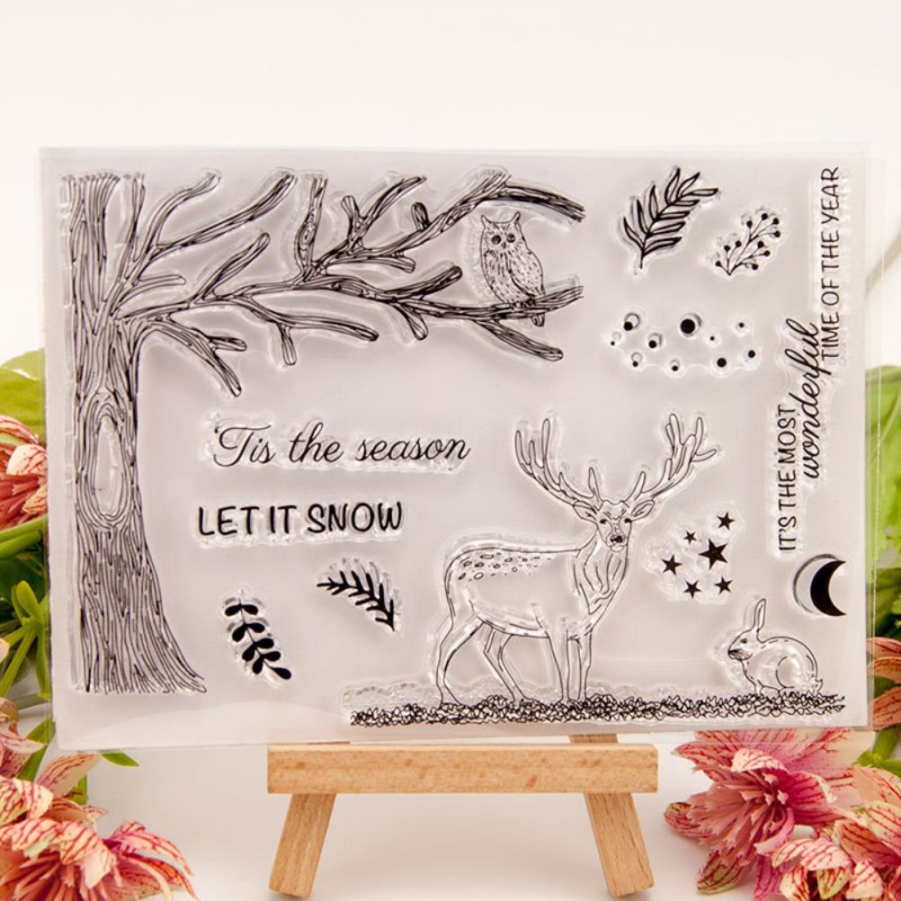 Christmas Clear Stamps Christmas DIY Silicone Clear Stamps Cute Stamps for Card Making Crafting Scrapbooking Album
