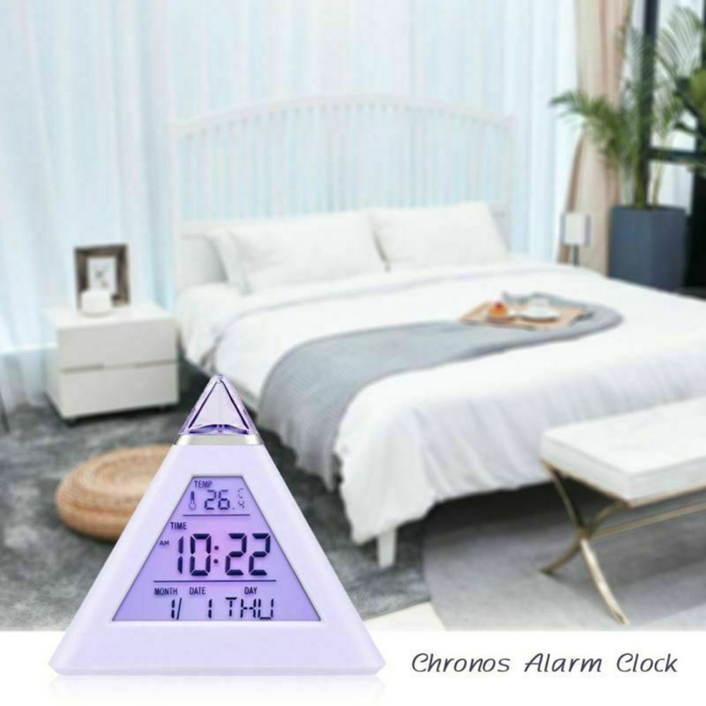 Electric Digital LED Alarm Clock Color Changing Battery Operated Alarm Clock Kids Bedroom Calendar