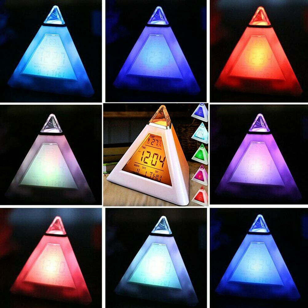 Electric Digital LED Alarm Clock Color Changing Battery Operated Alarm Clock Kids Bedroom Calendar