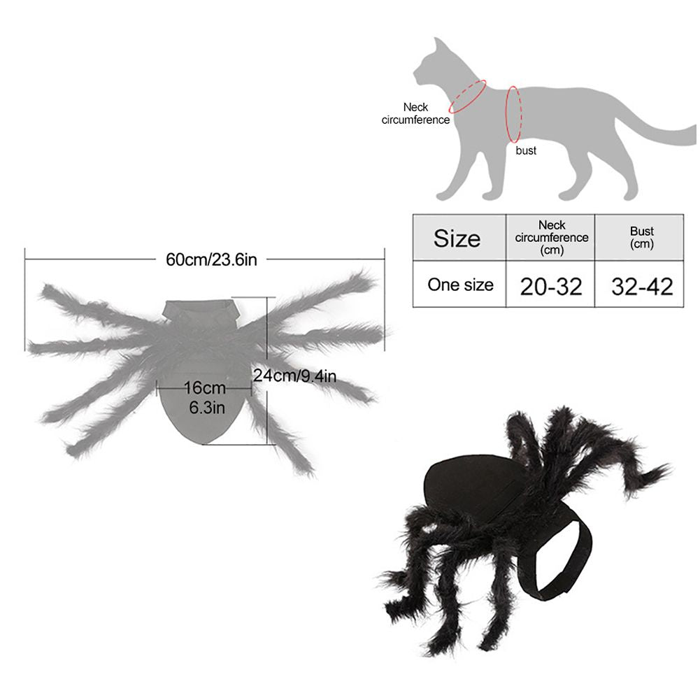 Pet Spider Costume Halloween Pet Spider Clothes Dog Cat Horror Simulation Plush Spiders Dress Up Costume