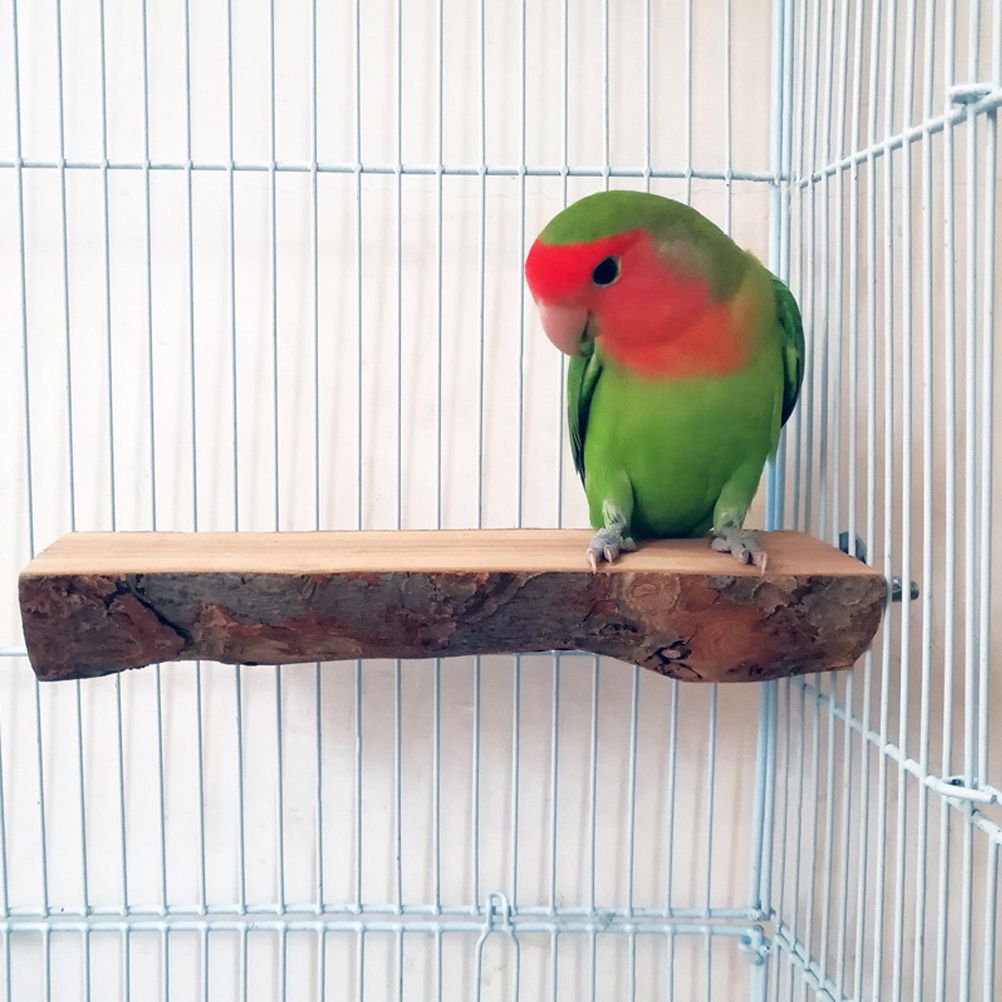 2PCS Wooden Bird Perch Stand Parrot Platform Hanging Perch Toy Bird Cage Accessories