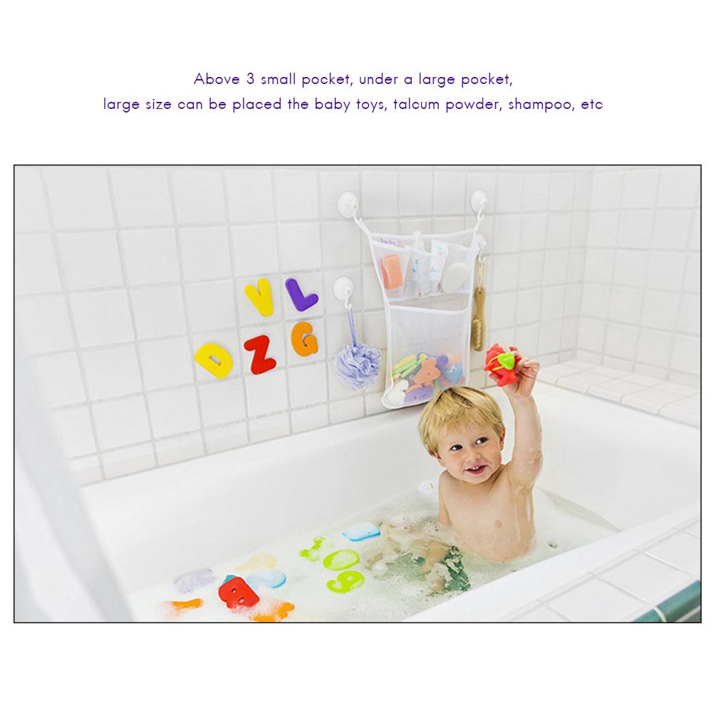 Folding Bathroom Hanging Mesh Baby Bath Toy Net Suction Cup Storage Bag Shower Toy Organizer Bags