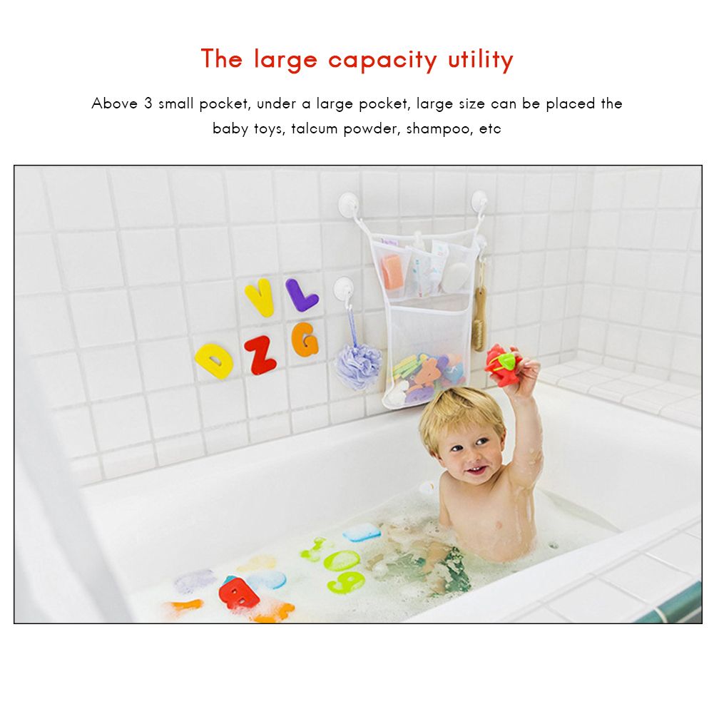 Folding Bathroom Hanging Mesh Baby Bath Toy Net Suction Cup Storage Bag Shower Toy Organizer Bags