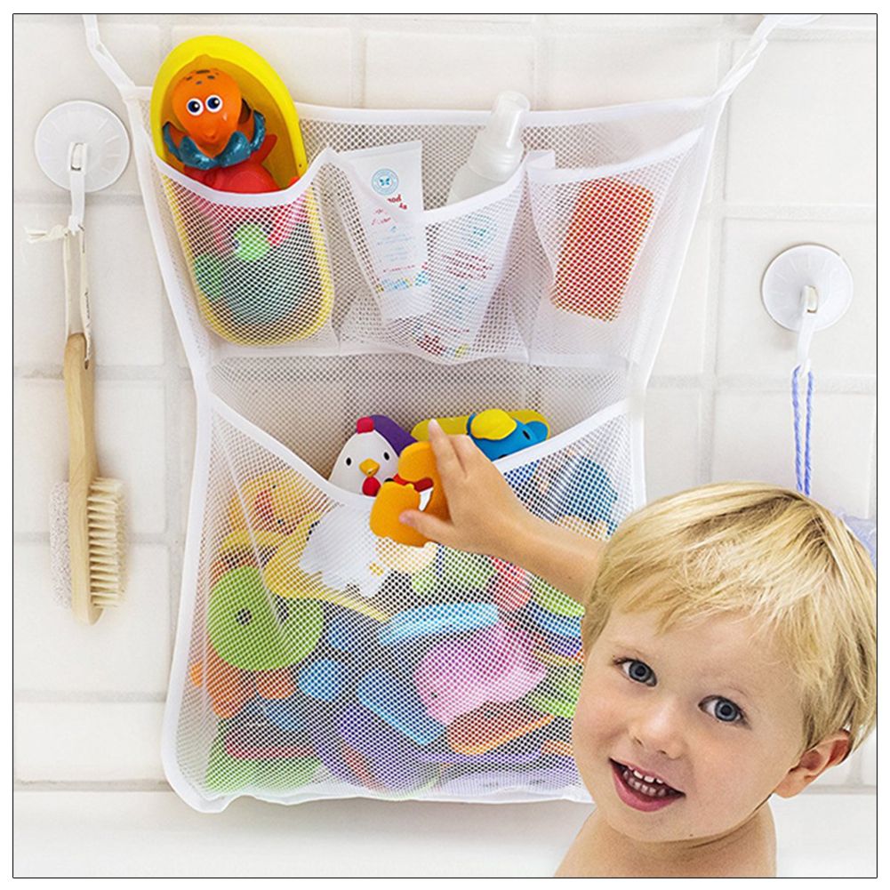 Folding Bathroom Hanging Mesh Baby Bath Toy Net Suction Cup Storage Bag Shower Toy Organizer Bags
