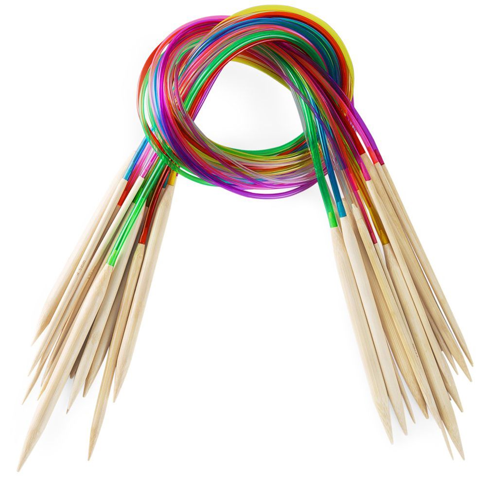 18 Size Circular Knitting Needles 100cm Crochet Hooks Set Tube Bamboo Knitting Needles Craft Circular Sewing Tools