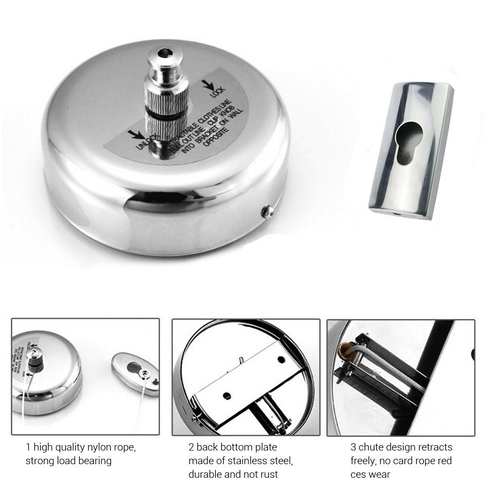 Retractable Clothesline Punch Free Stainless Steel Clothes Dryer with Adjustable Nylon Rope String