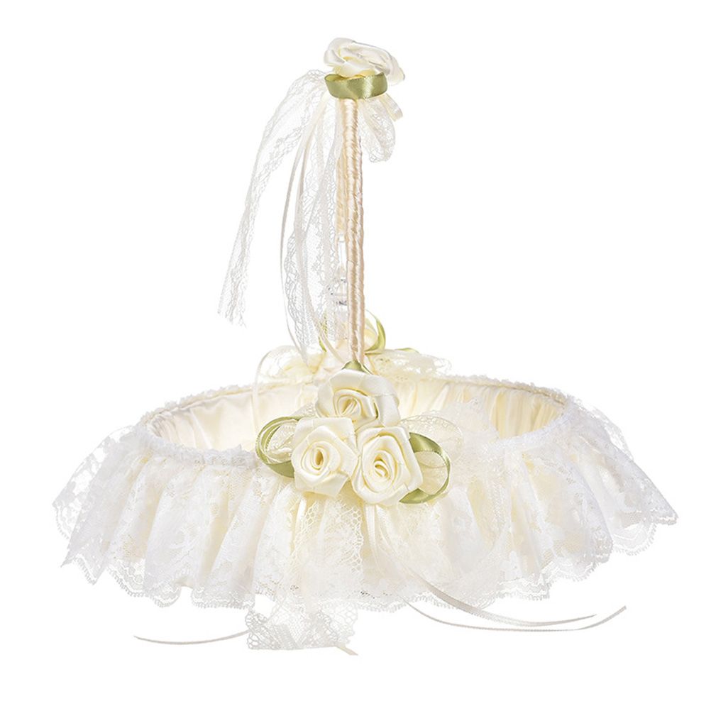 Wedding Flower Basket Wedding Flower Girl Basket Hand Woven Lace Wedding Basket