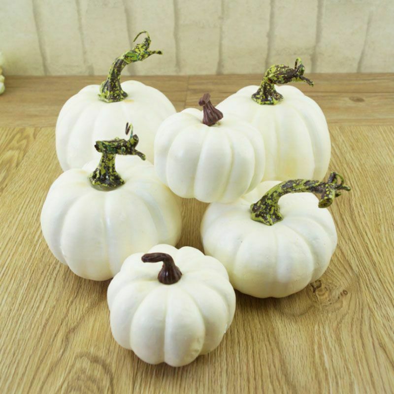 6PCS Different Sizes Fake Pumpkins Foam Pumpkins Toy for Halloween Decoration