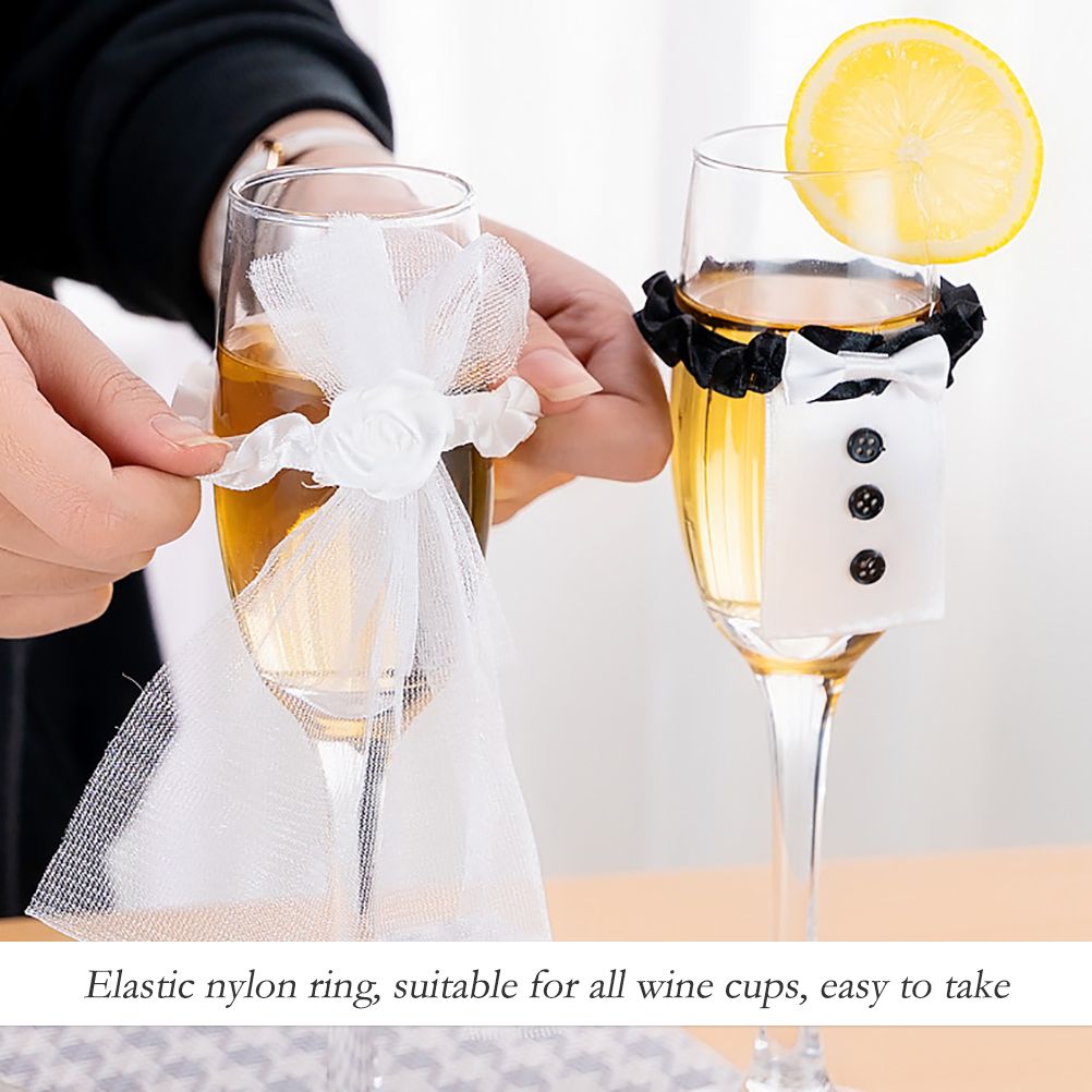 8Pcs/4Set Wedding Wine Cups Decoration Marriage Bride And Groom Champagne Glasses Cup Party New Year Ornaments