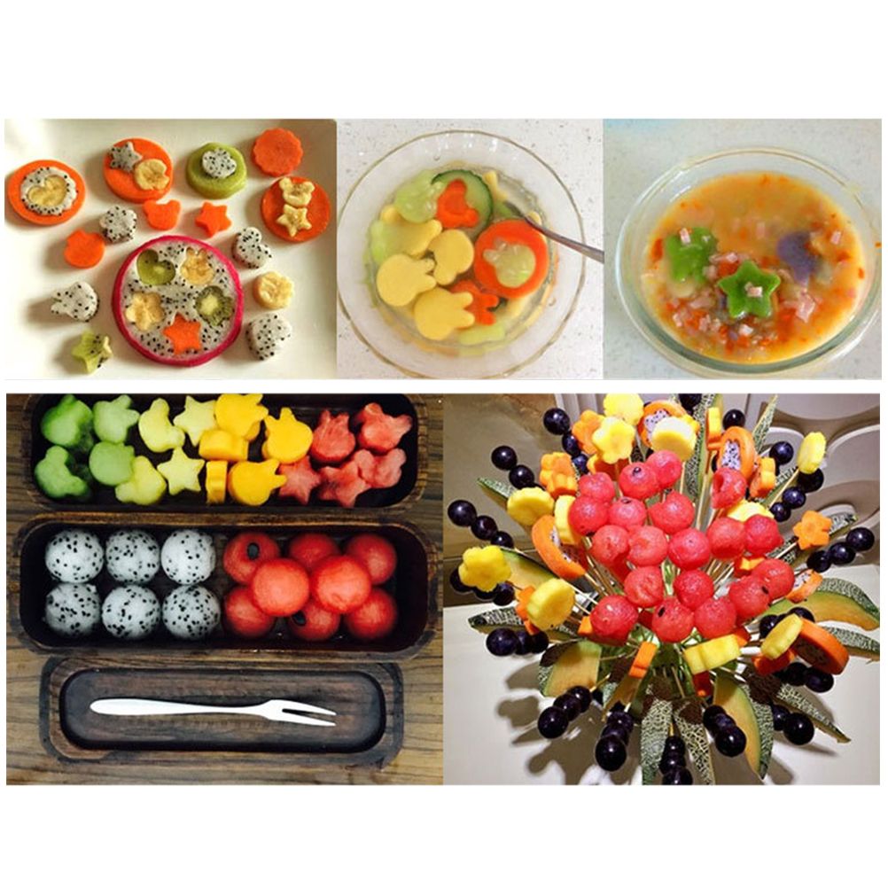 9Pcs Fruit Vegetable Cutter Molds Cartoon Cutter Mold Flowers Cake Biscuit Cutting Shape Tools Fondant Pastry Moulds
