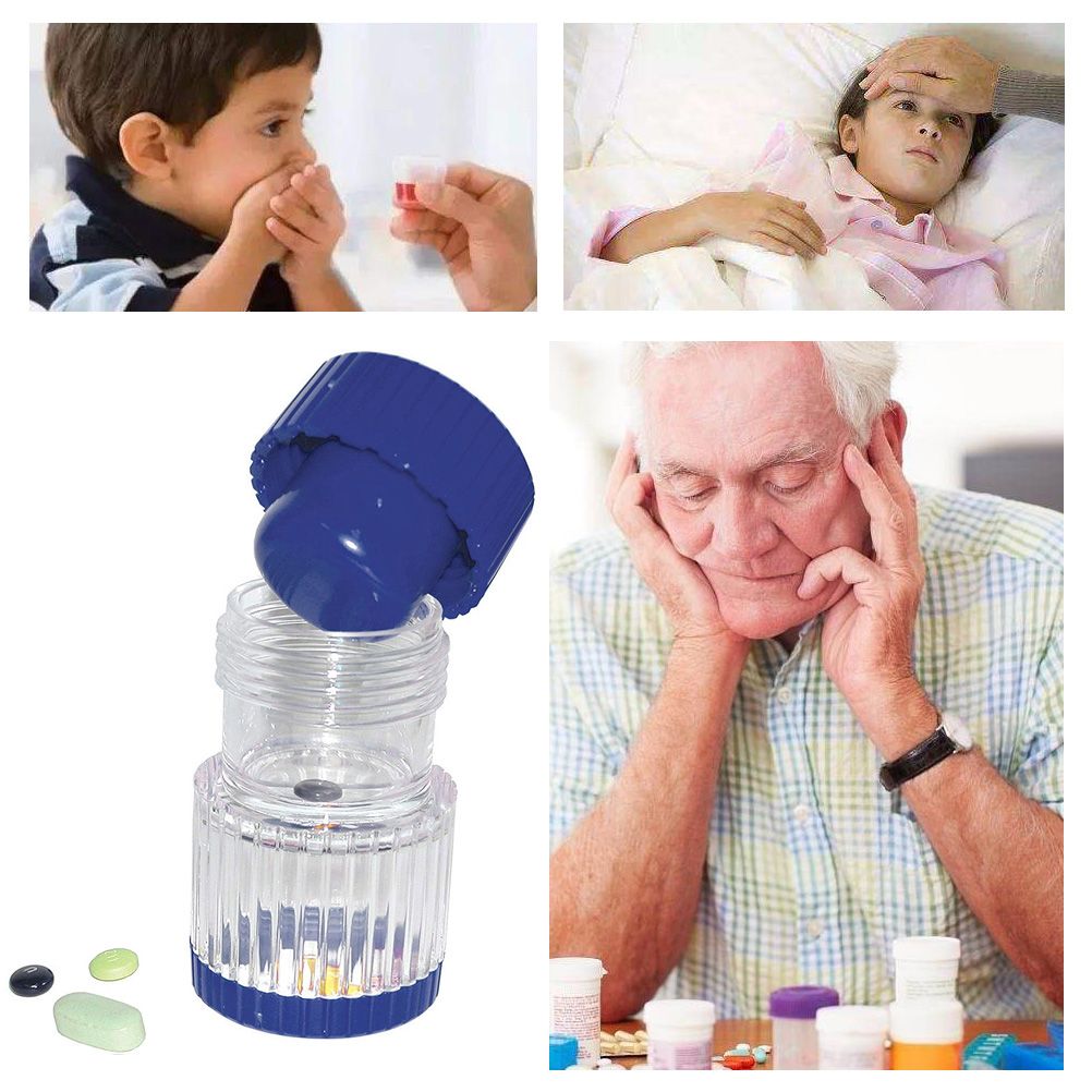 2 in 1 Portable Pill Crusher Pill Container Pulverizer Storage for Medicine Tablets Pill Cases Splitters