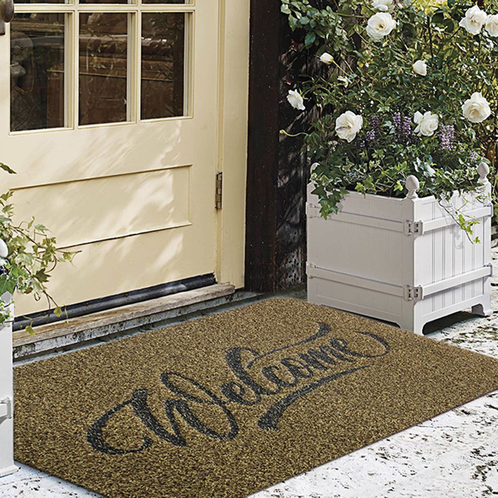 Welcome Doormat Polyester Fiber Welcome Mat Outdoor Rug Non Slip Entryway Indoor Outdoors Mats