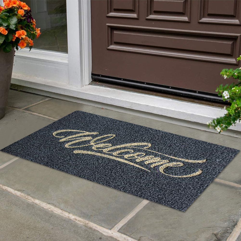 Welcome Doormat Polyester Fiber Welcome Mat Outdoor Rug Non Slip Entryway Indoor Outdoors Mats