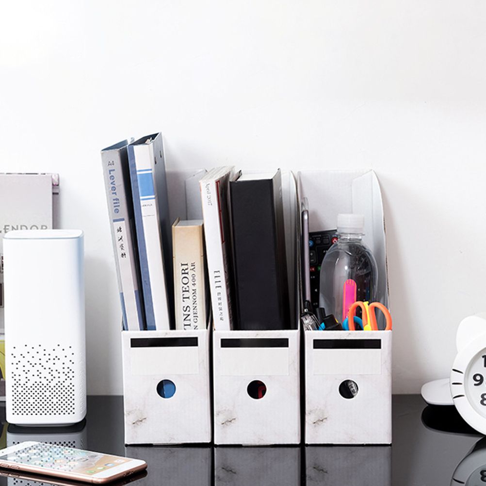 3 pcs Sturdy Cardboard Magazine Holders Folder Holders Magazine Storage Box Desk File Holder