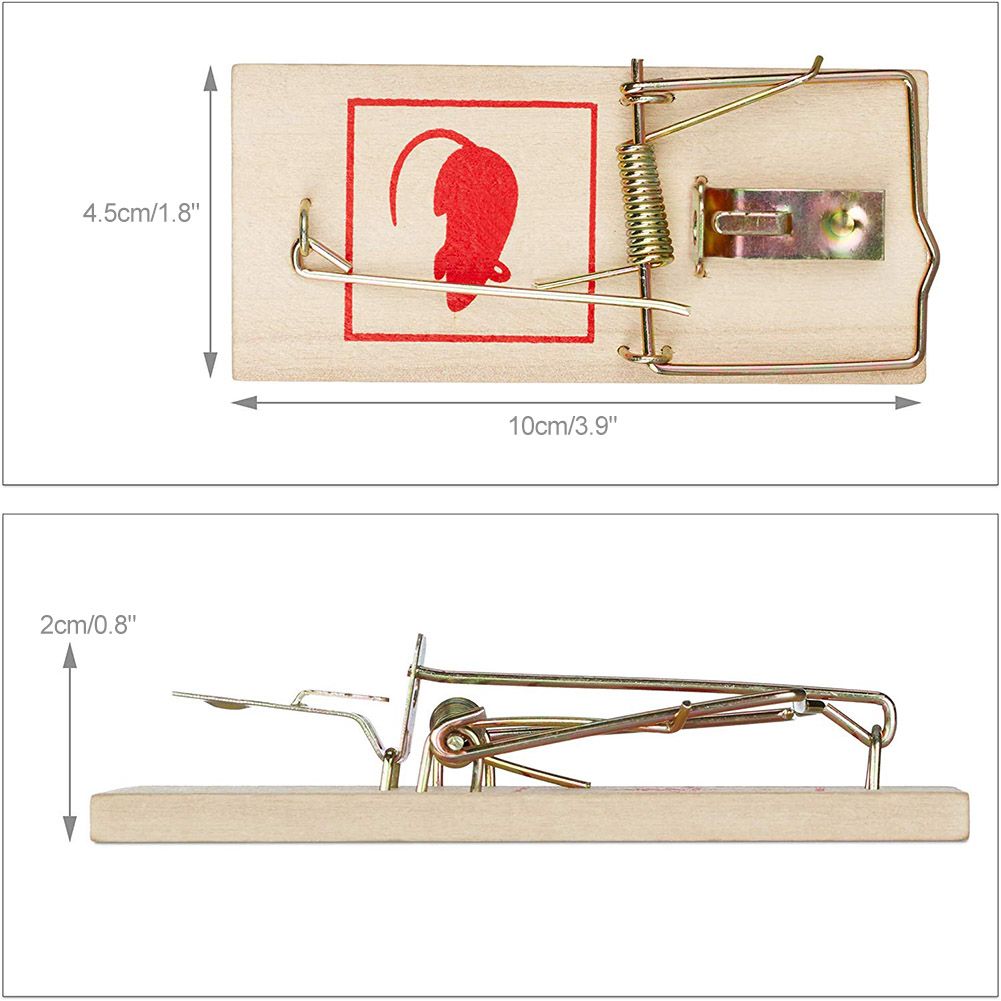 12Pcs/Set Wood and Metal Reusable Rat and Mouse Traps Classic Mice Traps