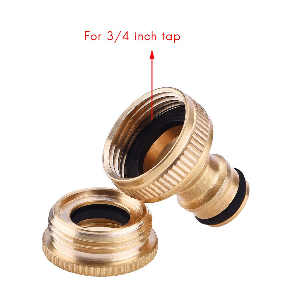 3 Pcs Brass Hose Tap Connector 1/ 2 Inch 3/ 4 Inch Garden Water Hose Adapter Thread Pipe Tap Faucet Connector Adapter