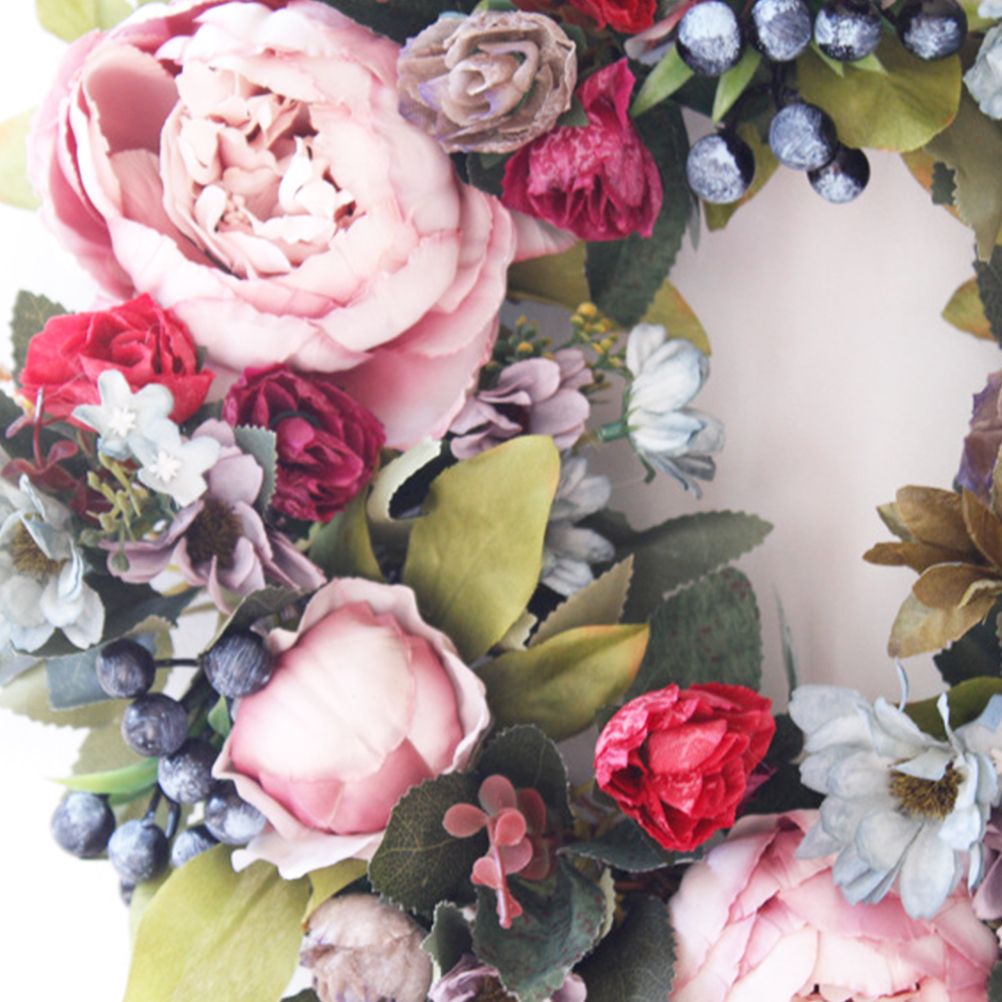 Christmas Wreath Handcraft Peony Wreath Artificial Spring Garland Wreath for Door Wall Wedding Party Home Decor