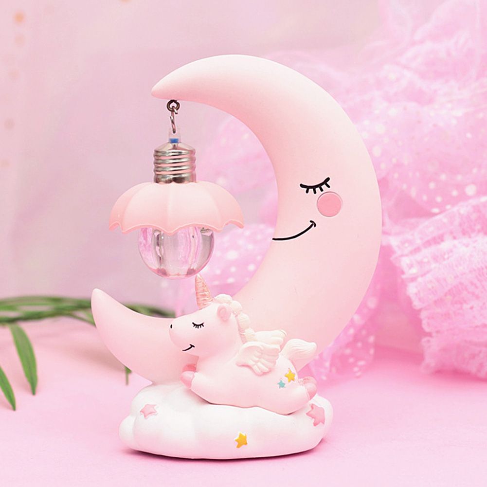 Cartoon Moon Led Night Light Resin Baby Nursery Lamp Ornaments Bedside Table Lamp Kids Gift Toy