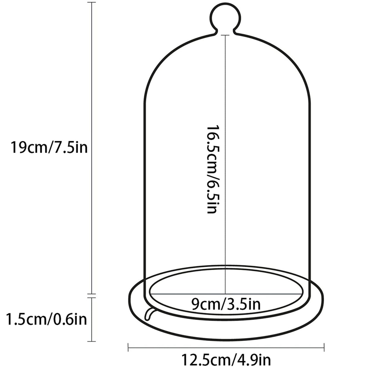 Clear Glass Jar Dome Cover Decorative Clear Glass Dome Cloche Bell Cover Fresh Flower Glass Cover for Wedding Party Valentine and Bamboo Wood Flat Bottom