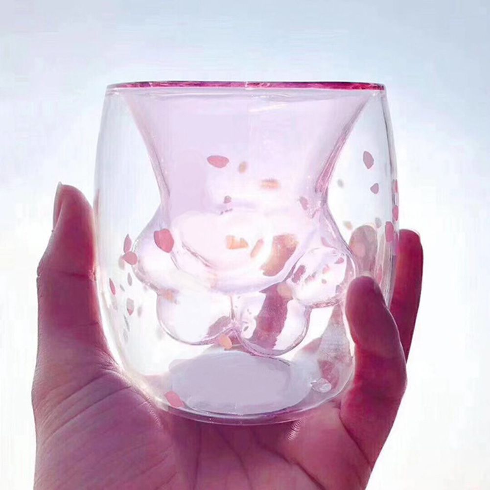 Cat Paw Mug Cat Claw Coffee Mug Double Wall Glass Mug Novelty Gift for Friends
