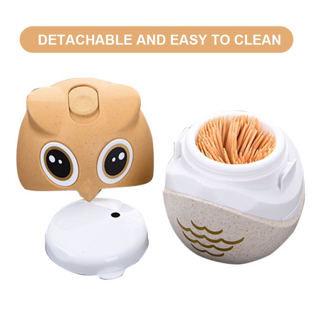 Household Owl Shaped Toothpick Holder Container Wheat Straw Table Toothpick Storage Box