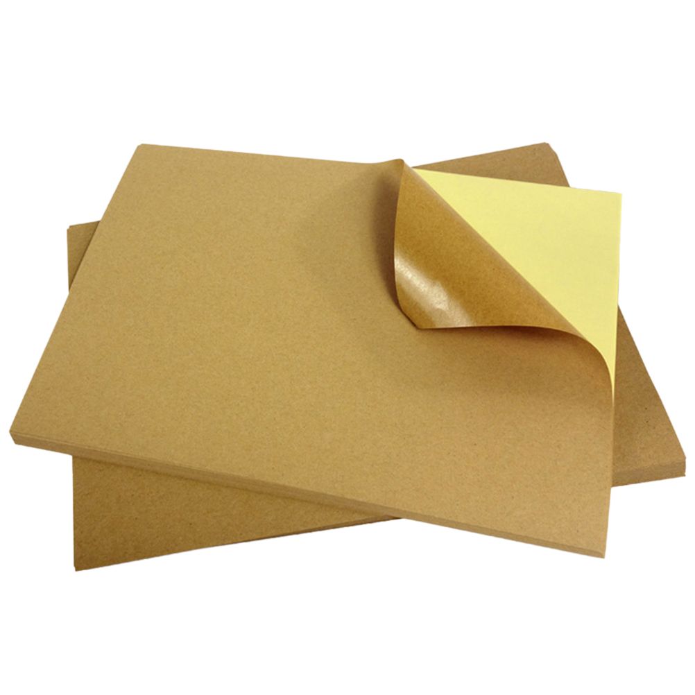 50 Sheet A4 Brown Kraft Sticker Paper Sheet Self Adhesive Label Inkjet Printer