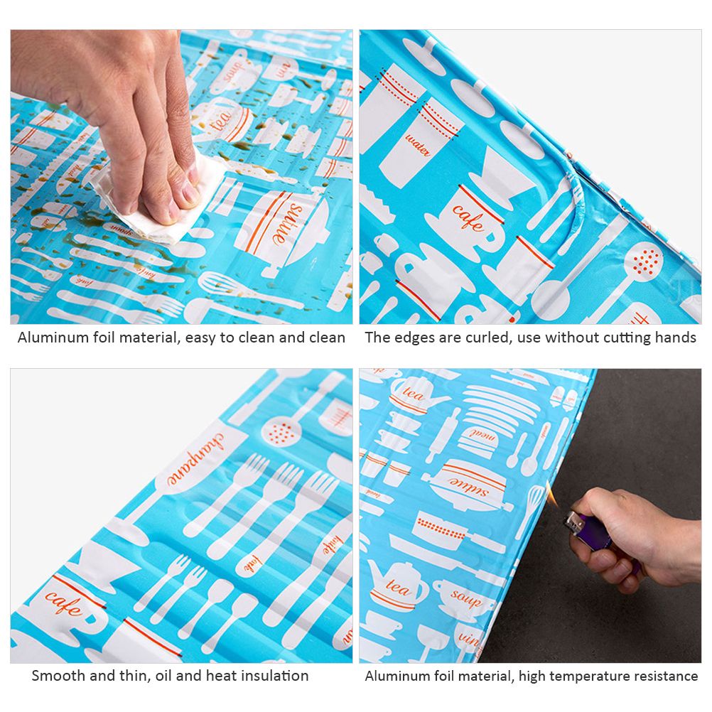 3 Sided Kitchen Splatter Guard Foldable Oil Proof Board Aluminum Foil Gas Stove Shield