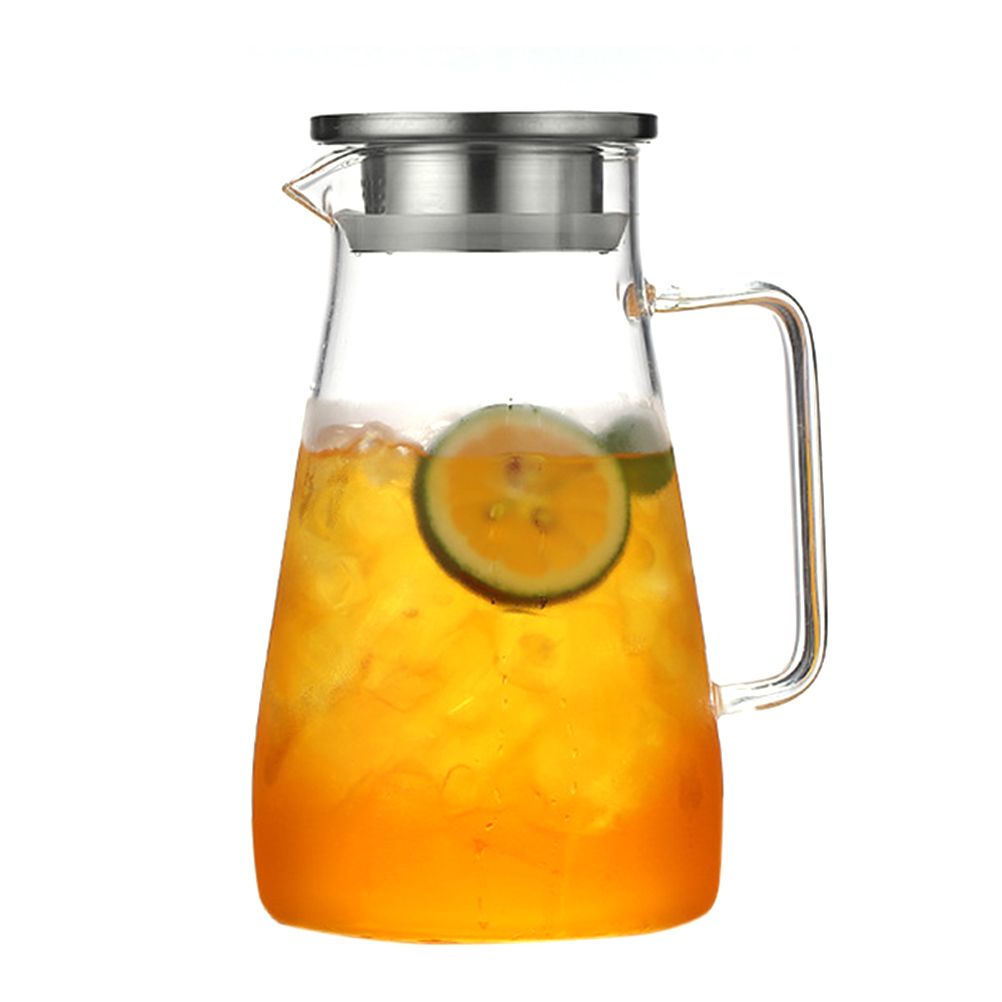 Teapot Glass Tea Maker Large Capacity Heat Resistant Juice Bottles with Removable Stainless Steel Cover