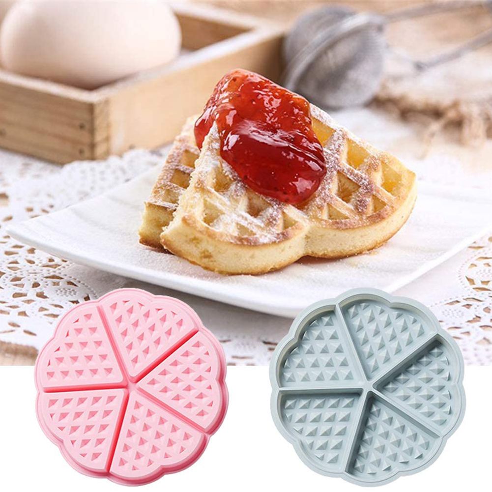 2PCS Silicone Waffle Mold 5 Cavity Heart Shaped Cake Muffin Pancake Mold for Baking Tools
