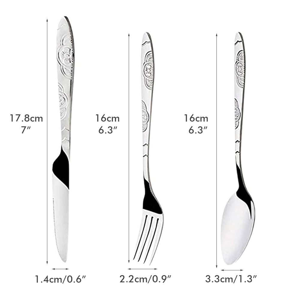 4PCS Cutlery Set Stainless Steel Cutlery for Cutter Fork Spoon Surface Carved Portable Lightweight Durable Tableware Set