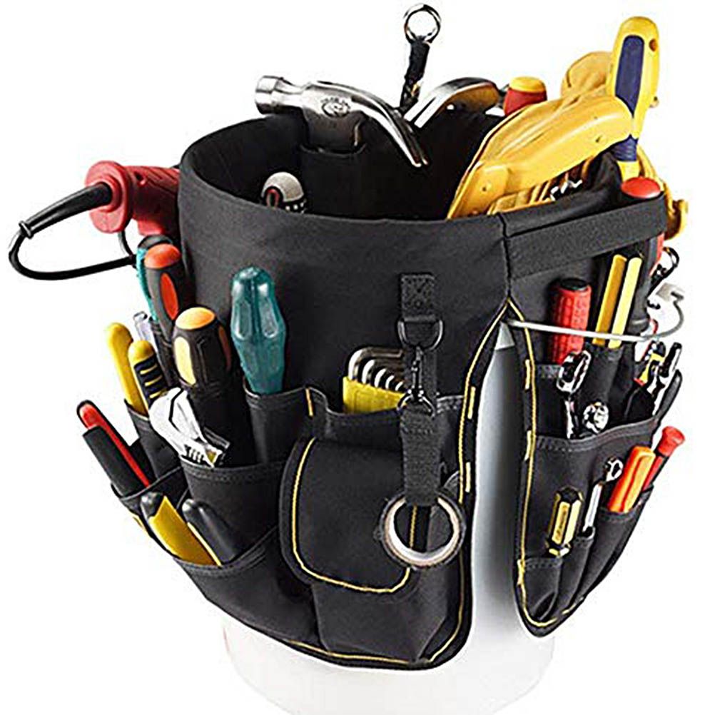 Heavy Duty Gardening Tool Bucket Organizer Gardening Tool Kit Holder with 56 Pockets for Garden Yard Lawn