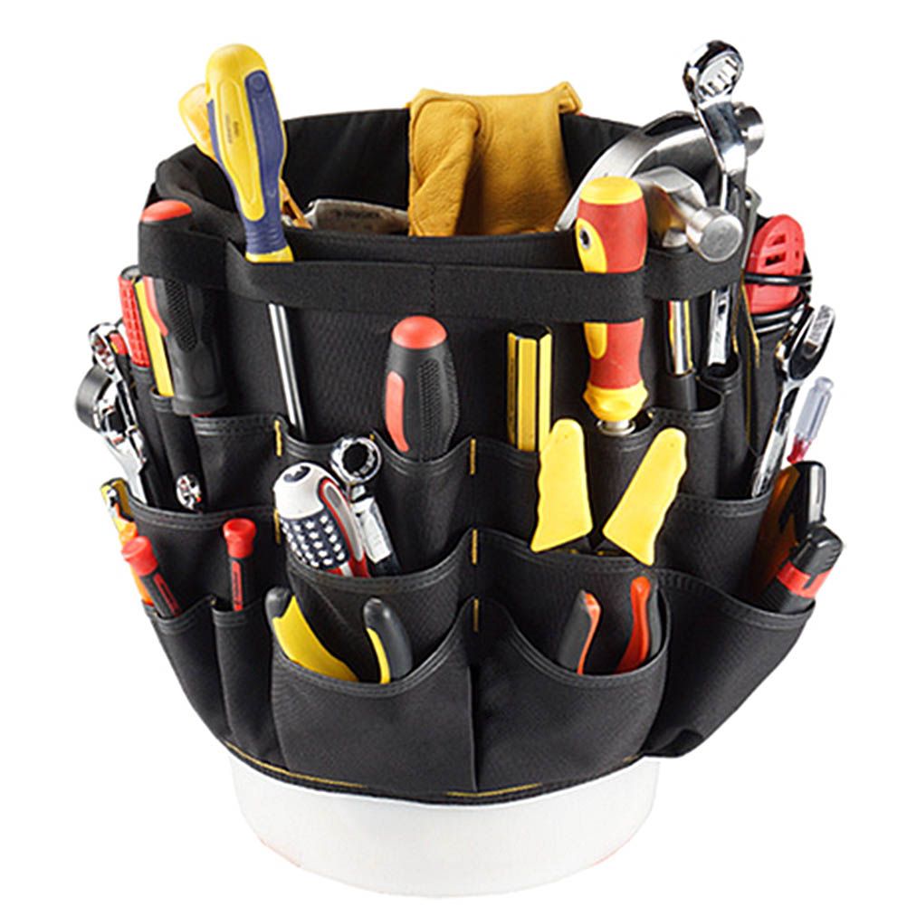 Heavy Duty Gardening Tool Bucket Organizer Gardening Tool Kit Holder with 56 Pockets for Garden Yard Lawn