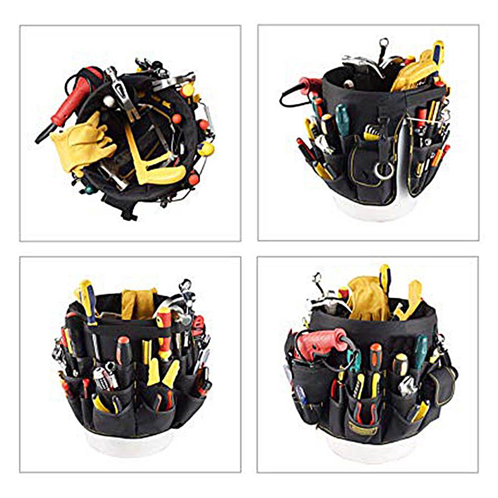 Heavy Duty Gardening Tool Bucket Organizer Gardening Tool Kit Holder with 56 Pockets for Garden Yard Lawn