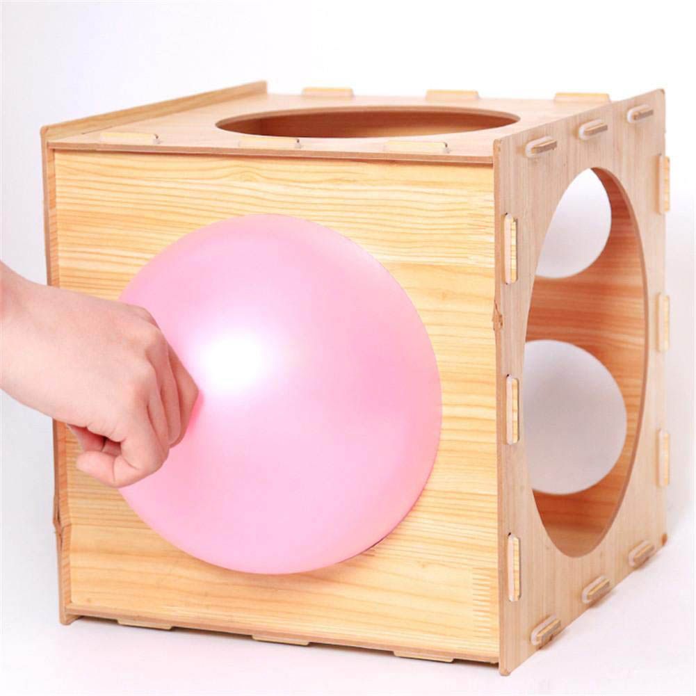 9 Holes Balloon Sizer Box Balloon Measurement Box Balloon Arch Kit Collapsible Wood Cube Balloon Sizer Box for Birthday Wedding Party