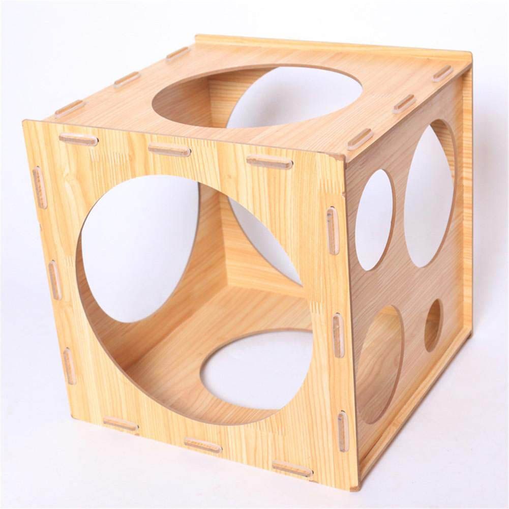 9 Holes Balloon Sizer Box Balloon Measurement Box Balloon Arch Kit Collapsible Wood Cube Balloon Sizer Box for Birthday Wedding Party