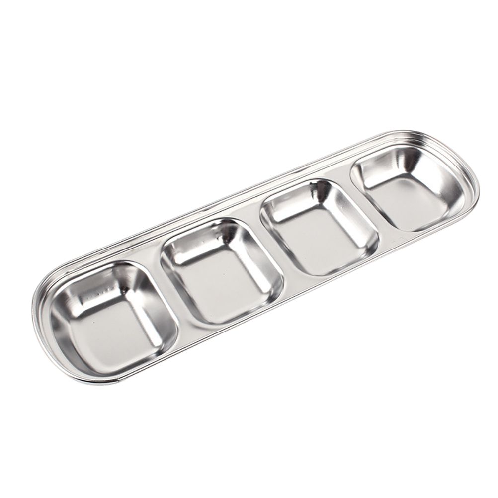 Divided Seasoning Dish Stainless Steel Sauce Dish Kitchen Dipping Dish